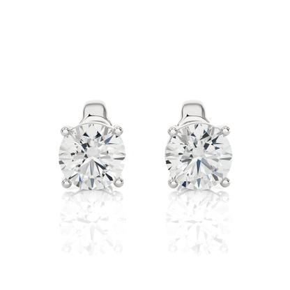 Round Solitaire Stud Earrings Side Profile Showing Setting