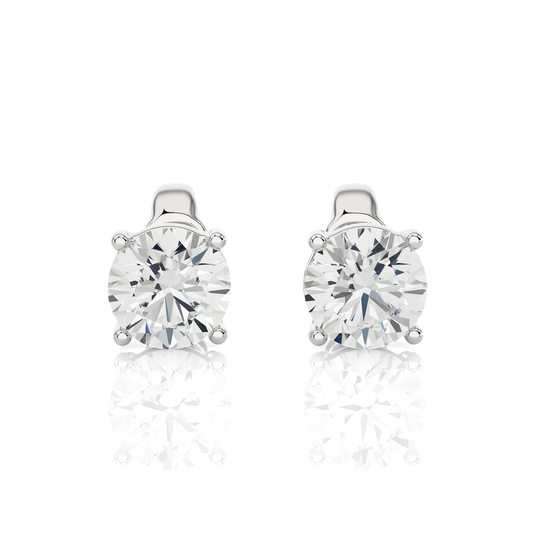 Round Solitaire Stud Earrings Side Profile Showing Setting