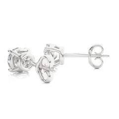 Round Solitaire Stud Earrings in 14K White Gold Alternate Angle
