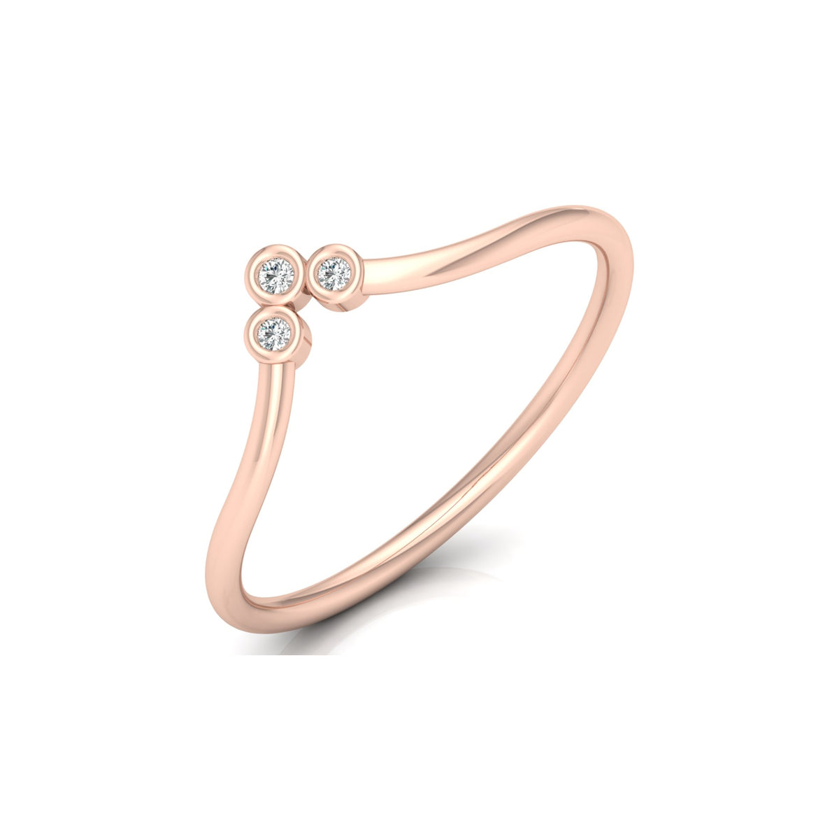 Dainty V-Shape Diamond Ring In 14K Solid White Gold Minimalist & Elegant Stackable Band - HIGHCARAT DIAMONDS