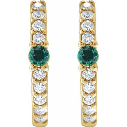 14k-white-lab-grown-alexandrite-&-1/8-ctw-natural-diamond--hoop-earring