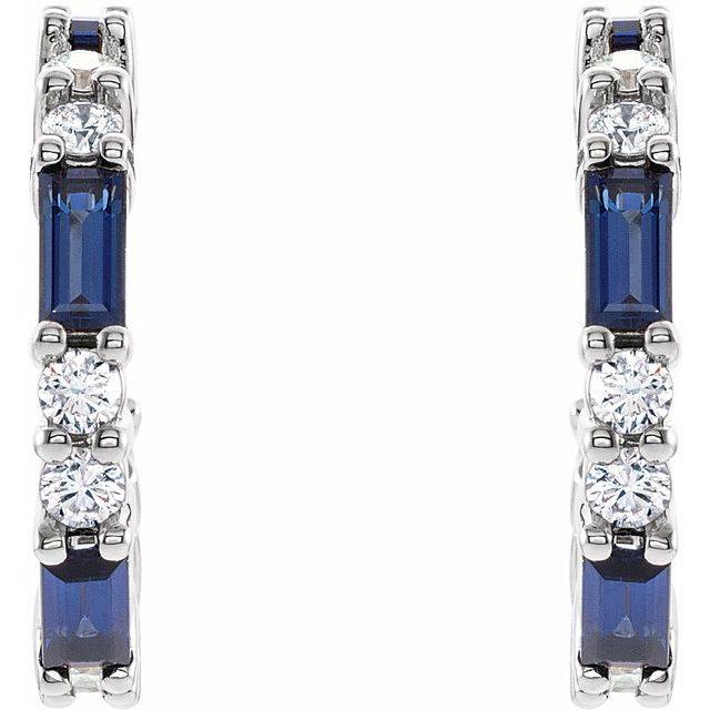 14k-white-lab-grown-blue-sapphire-&-1/2-ctw-natural-diamond--hoop-earrings