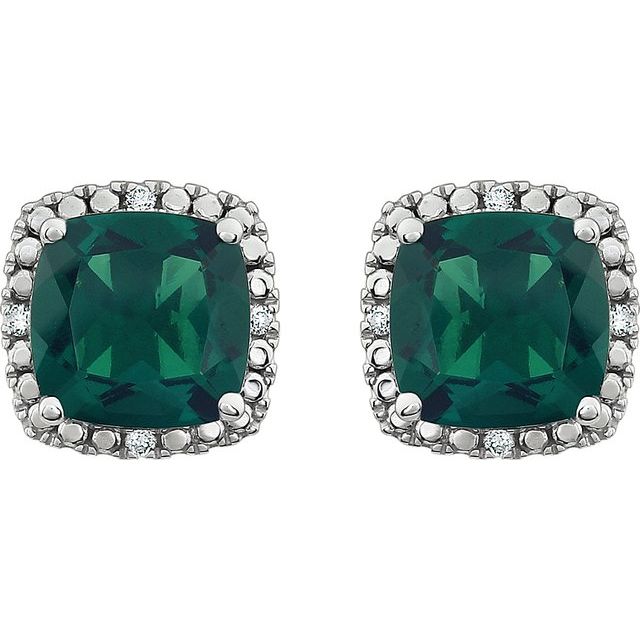 14k-white-lab-grown-emerald-&-.06-ctw-natural-diamond-earrings
