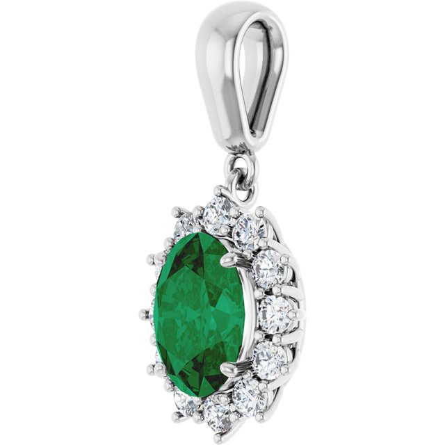 14k-white-lab-grown-emerald-&-1/3-ctw-natural-diamond-pendant