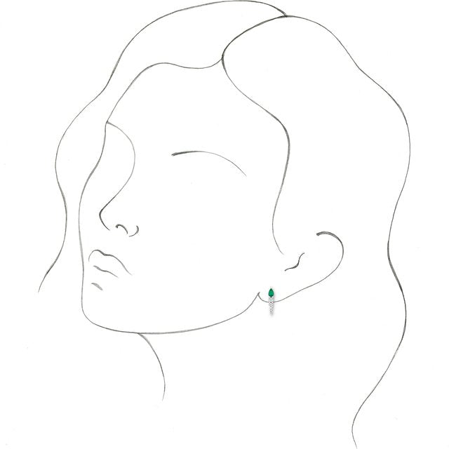 14k-white-lab-grown-emerald-&-1/4-ctw-natural-diamond-earrings