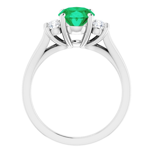 14k-white-lab-grown-emerald-&-1/4-ctw-natural-diamond-ring