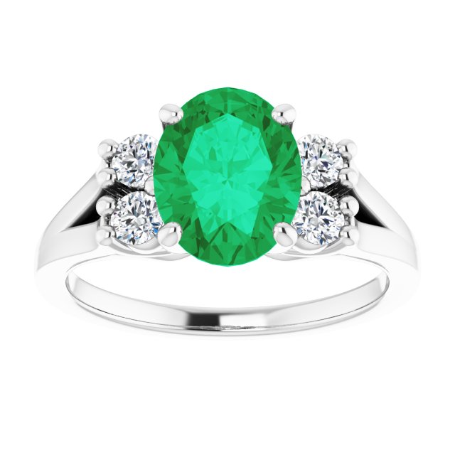 14k-white-lab-grown-emerald-&-1/4-ctw-natural-diamond-ring