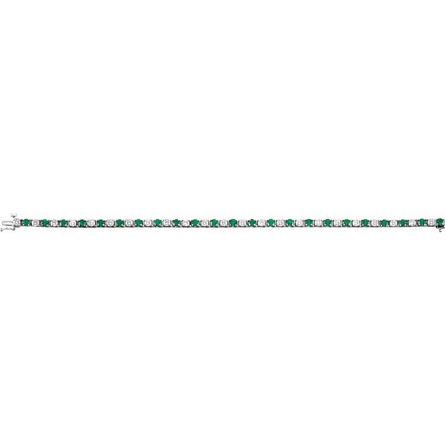 14k-white-lab-grown-emerald-&-2-3/8-ctw-lab-grown-diamond-line-7"-bracelet