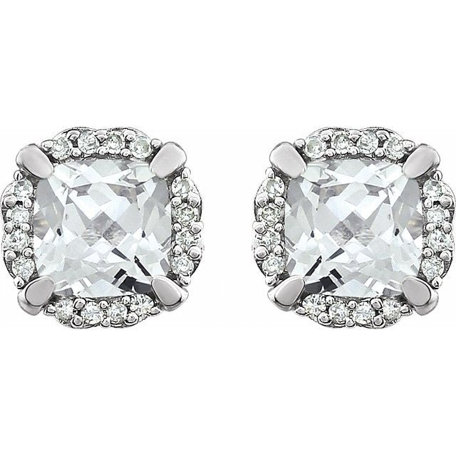 14k-white-lab-grown-white-sapphire-&-1/10-ctw-natural-diamond-earrings