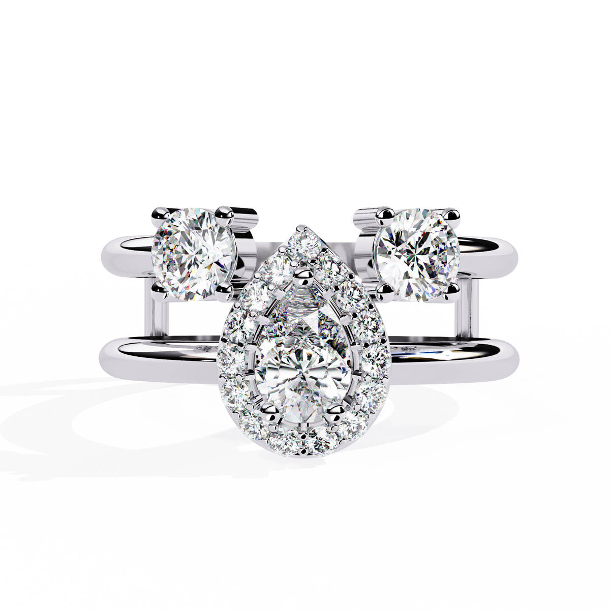 14k Yellow Gold Pear And Round Cut Lab Grown Diamond Classic Dainty Vintage Annivrasry Ring Gift For Her - HIGHCARAT DIAMONDS
