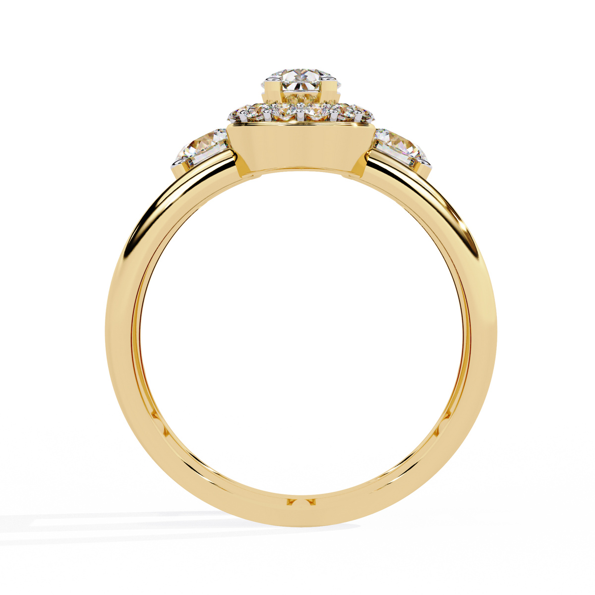 14k Yellow Gold Pear And Round Cut Lab Grown Diamond Classic Dainty Vintage Annivrasry Ring Gift For Her - HIGHCARAT DIAMONDS