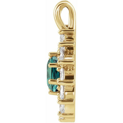 14k-yellow-lab-grown-alexandrite-&-5/8-ctw-natural-diamond-halo-style-pendant
