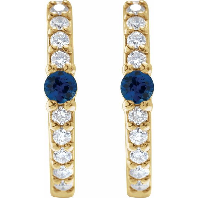 14k-yellow-lab-grown-blue-sapphire-&-1/8-ctw-natural-diamond--hoop-earring