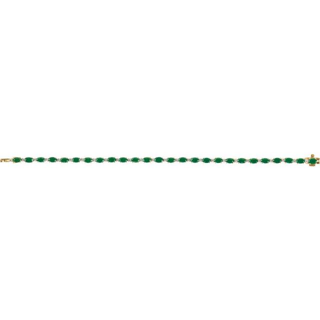 14k-yellow-lab-grown-emerald-&-5/8-ctw-lab-grown-diamond-line-7"-bracelet