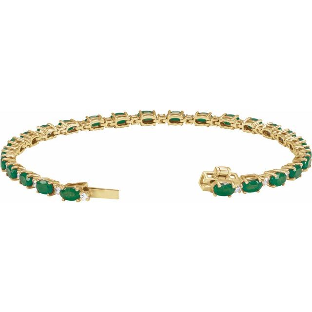 14k-yellow-lab-grown-emerald-&-5/8-ctw-lab-grown-diamond-line-7"-bracelet