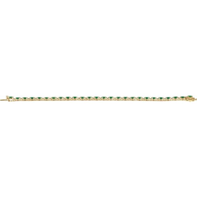14k-yellow-lab-grown-emerald-&-5/8-ctw-lab-grown-diamond-line-7"-bracelet