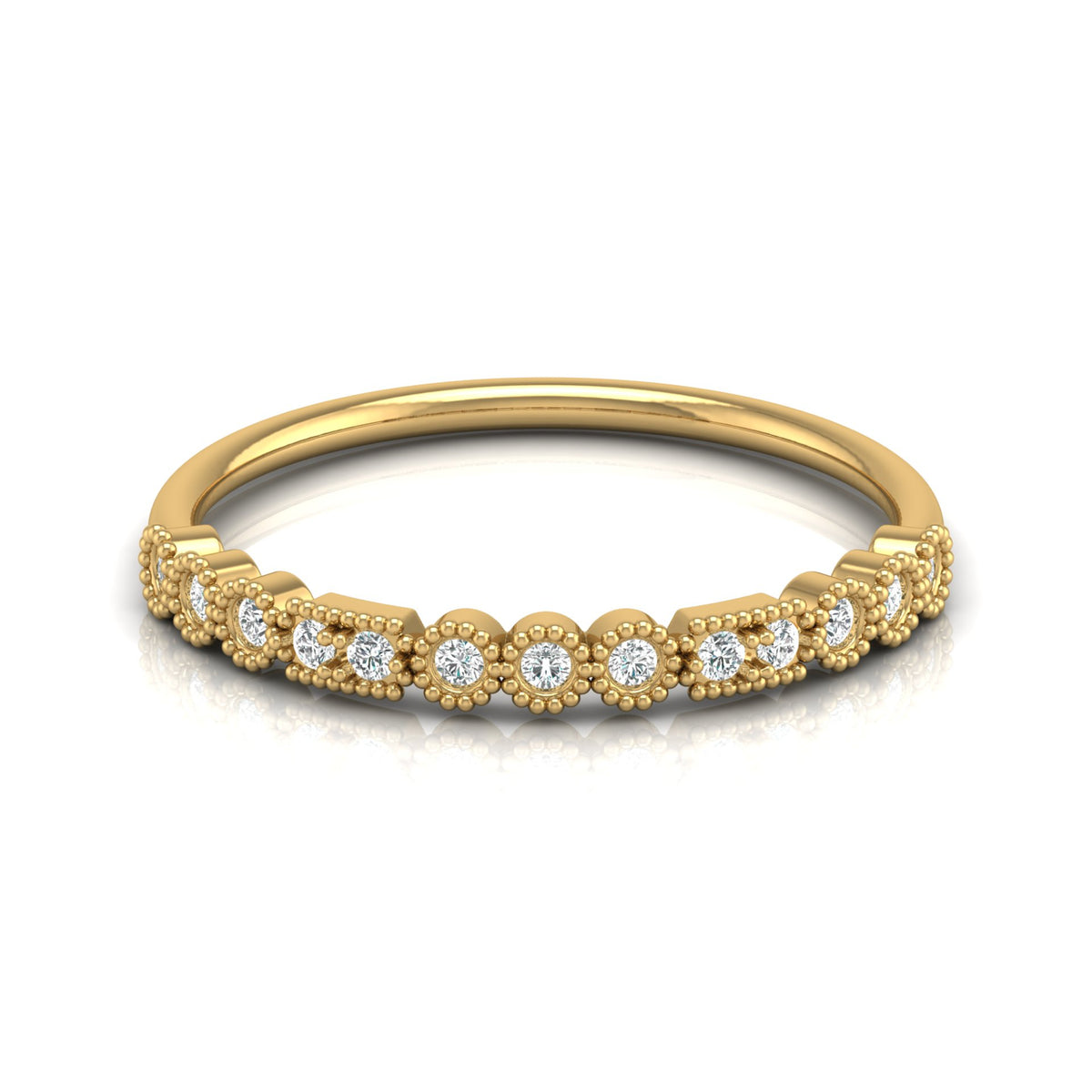 14KT Gold Floral Inspired Diamond Band Elegant Delicate Design with Lab Grown or Natural Diamonds - HIGHCARAT DIAMONDS