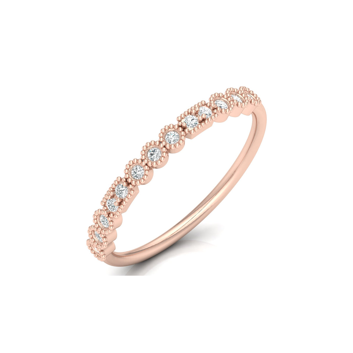 14KT Gold Floral Inspired Diamond Band Elegant Delicate Design with Lab Grown or Natural Diamonds - HIGHCARAT DIAMONDS