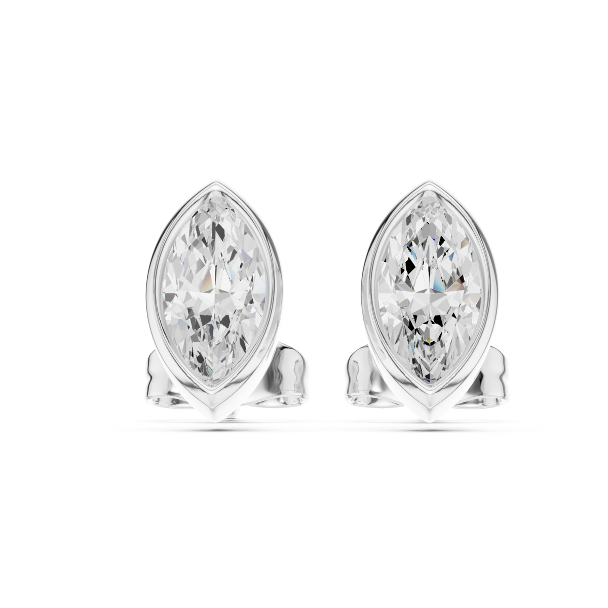Marquise Cut Lab Grown Diamond Bezel Stud Earrings