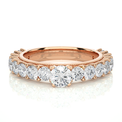 14k Rose Gold Round Cut Lab grown Women Diamond Ring 2.53 CT Round classic look - HIGHCARAT DIAMONDS