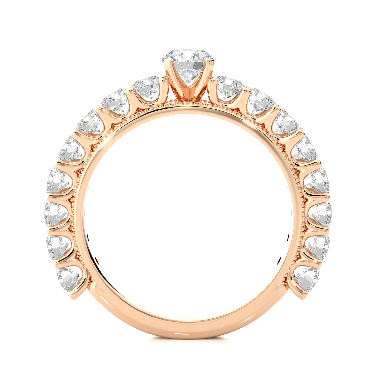 14k Rose Gold Round Cut Lab grown Women Diamond Ring 2.53 CT Round classic look - HIGHCARAT DIAMONDS