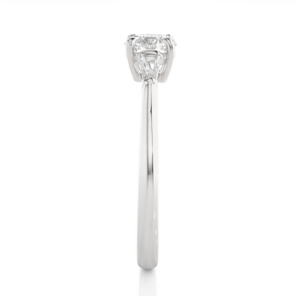 14k Solid Gold Round & Baguette Cut Lab Grown  Diamond Engagement Three stone Gift For Her - HIGHCARAT DIAMONDS