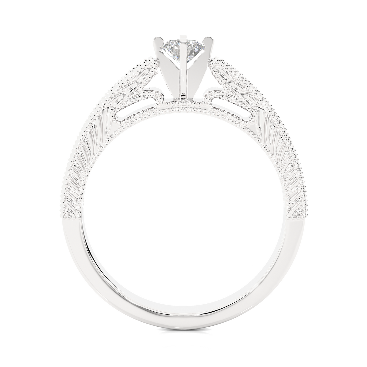 14k Solid Gold round cut Lab Grown Diamond With Pave And Side Stone Gift For wedding - HIGHCARAT DIAMONDS