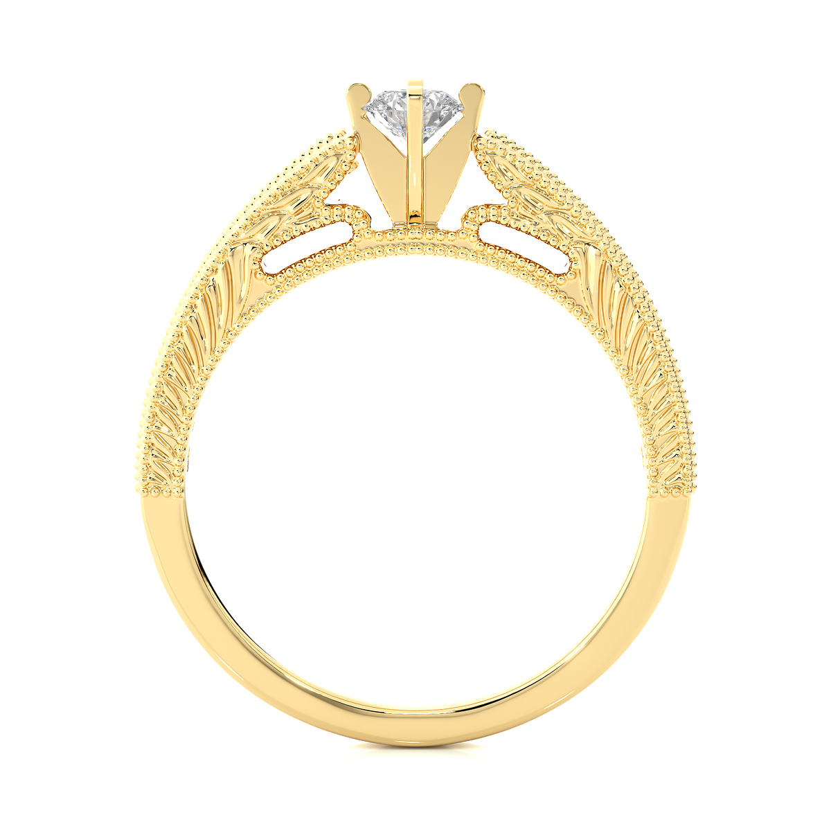 14k Solid Gold round cut Lab Grown Diamond With Pave And Side Stone Gift For wedding - HIGHCARAT DIAMONDS