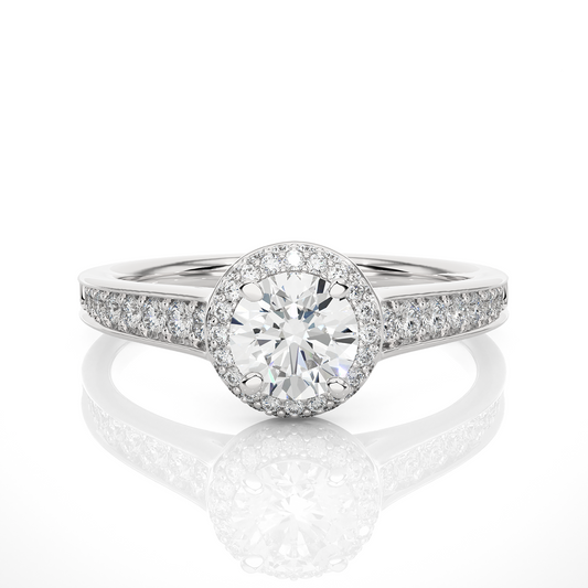 14k Solid Rose Gold Round Shape Lab Grown Diamond Accented Ring very elegant For engagement - HIGHCARAT DIAMONDS