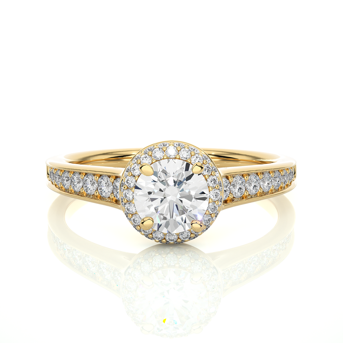 14k Solid Rose Gold Round Shape Lab Grown Diamond Accented Ring very elegant For engagement - HIGHCARAT DIAMONDS