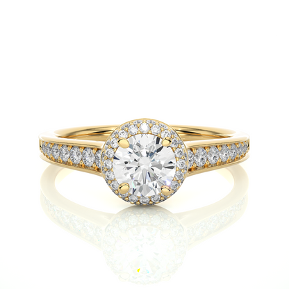 14k Solid Rose Gold Round Shape Lab Grown Diamond Accented Ring very elegant For engagement - HIGHCARAT DIAMONDS