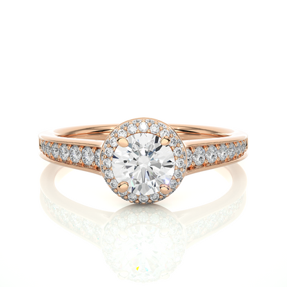 14k Solid Rose Gold Round Shape Lab Grown Diamond Accented Ring very elegant For engagement - HIGHCARAT DIAMONDS