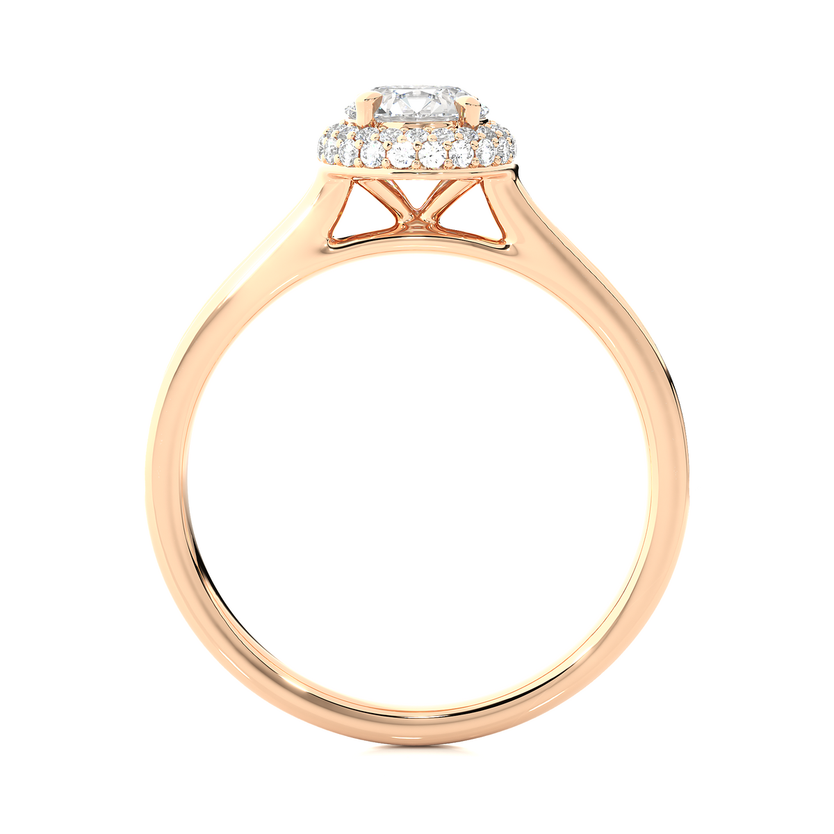 14k Solid Rose Gold Round Shape Lab Grown Diamond Accented Ring very elegant For engagement - HIGHCARAT DIAMONDS