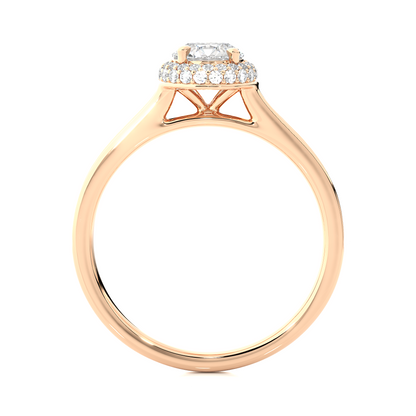 14k Solid Rose Gold Round Shape Lab Grown Diamond Accented Ring very elegant For engagement - HIGHCARAT DIAMONDS