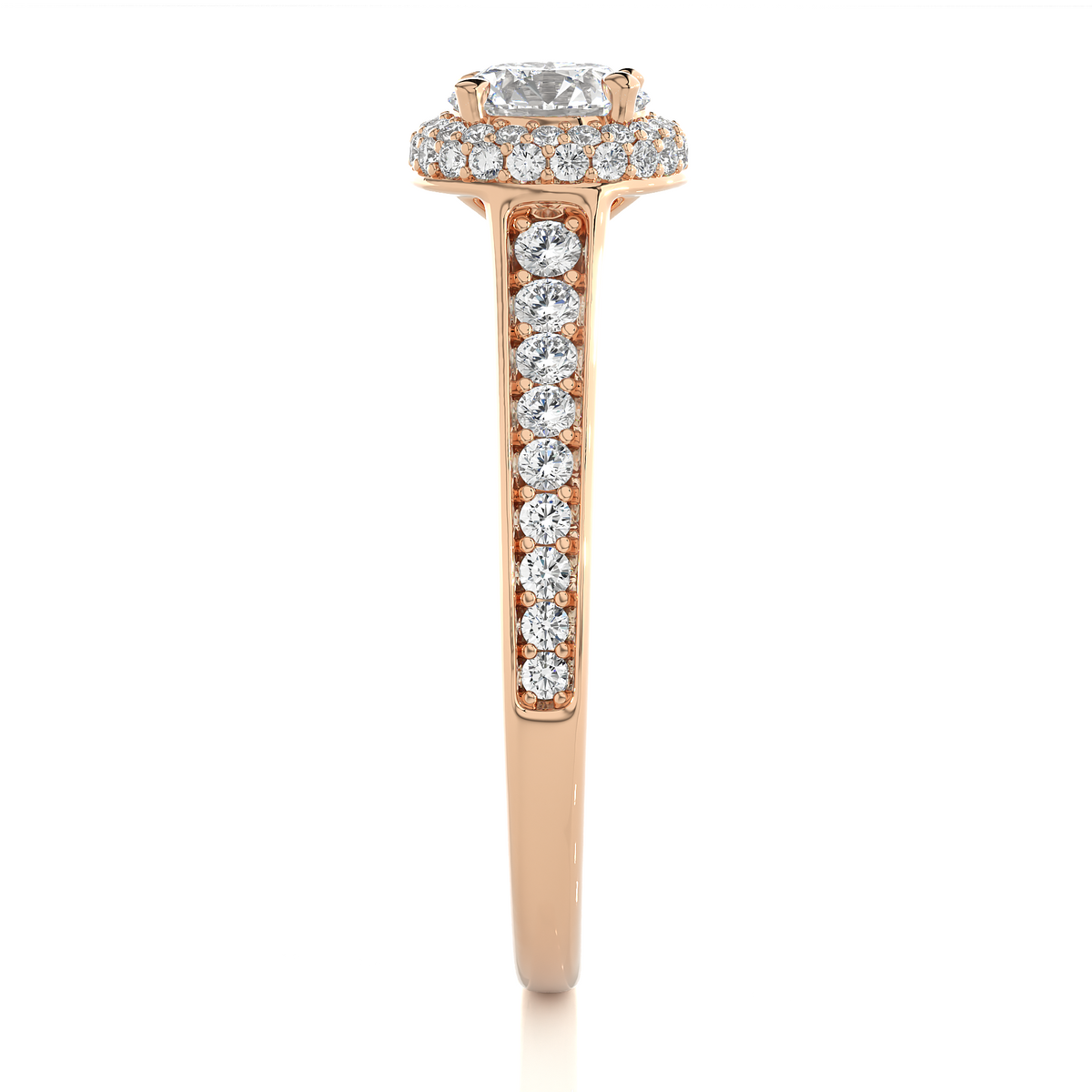 14k Solid Rose Gold Round Shape Lab Grown Diamond Accented Ring very elegant For engagement - HIGHCARAT DIAMONDS