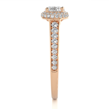 14k Solid Rose Gold Round Shape Lab Grown Diamond Accented Ring very elegant For engagement - HIGHCARAT DIAMONDS