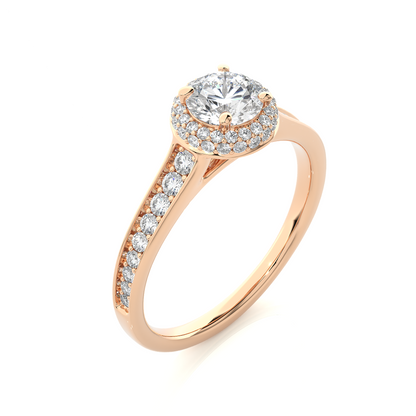 14k Solid Rose Gold Round Shape Lab Grown Diamond Accented Ring very elegant For engagement - HIGHCARAT DIAMONDS