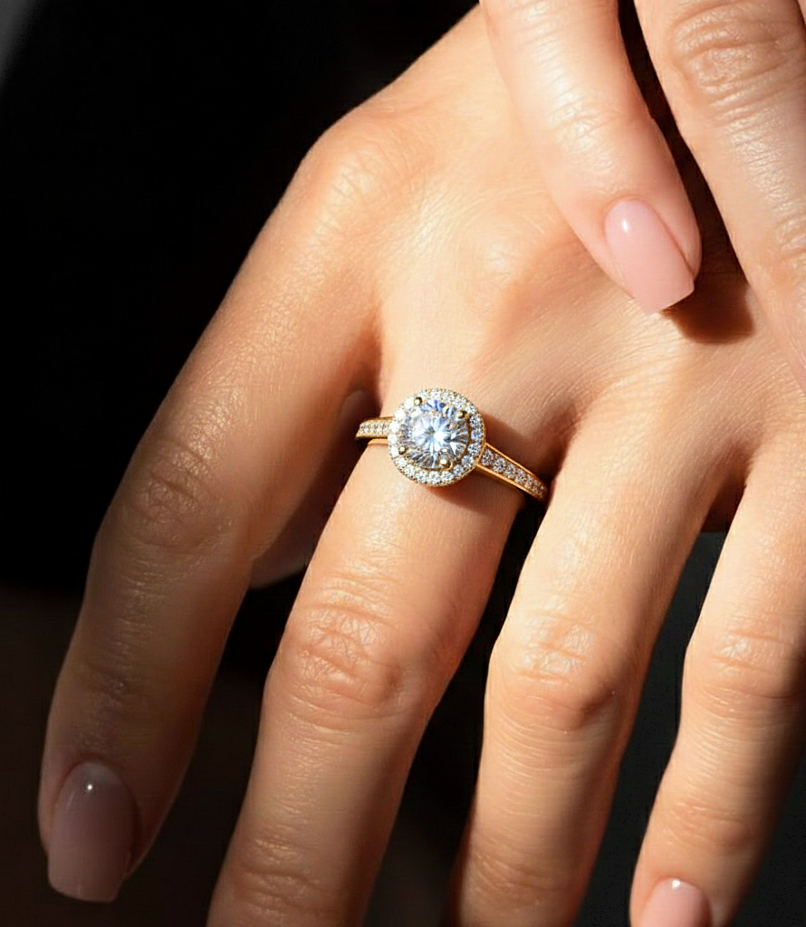14k Solid Rose Gold Round Shape Lab Grown Diamond Accented Ring very elegant For engagement - HIGHCARAT DIAMONDS #wearthelook