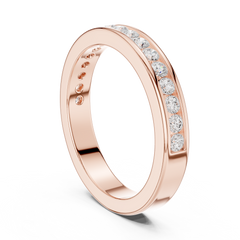 14k Solid Yellow Gold Round Cut Lab Grown Diamond Delicate Half Eternity Party Wear Band Gift For Her - HIGHCARAT DIAMONDS
