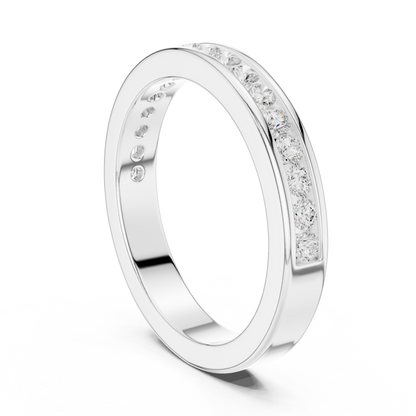 14k Solid Yellow Gold Round Cut Lab Grown Diamond Delicate Half Eternity Party Wear Band Gift For Her - HIGHCARAT DIAMONDS