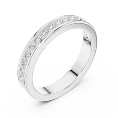14k Solid Yellow Gold Round Cut Lab Grown Diamond Delicate Half Eternity Party Wear Band Gift For Her - HIGHCARAT DIAMONDS