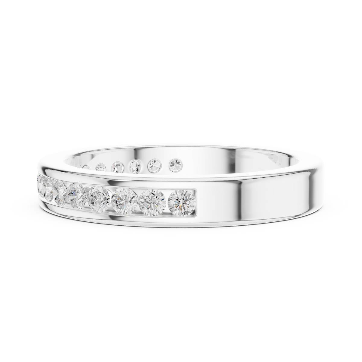 14k Solid Yellow Gold Round Cut Lab Grown Diamond Delicate Half Eternity Party Wear Band Gift For Her - HIGHCARAT DIAMONDS