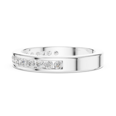 14k Solid Yellow Gold Round Cut Lab Grown Diamond Delicate Half Eternity Party Wear Band Gift For Her - HIGHCARAT DIAMONDS