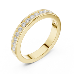 14k Solid Yellow Gold Round Cut Lab Grown Diamond Delicate Half Eternity Party Wear Band Gift For Her - HIGHCARAT DIAMONDS