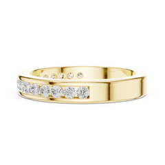14k Solid Yellow Gold Round Cut Lab Grown Diamond Delicate Half Eternity Party Wear Band Gift For Her - HIGHCARAT DIAMONDS