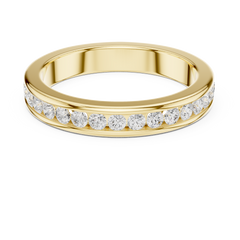 14k Solid Yellow Gold Round Cut Lab Grown Diamond Delicate Half Eternity Party Wear Band Gift For Her - HIGHCARAT DIAMONDS
