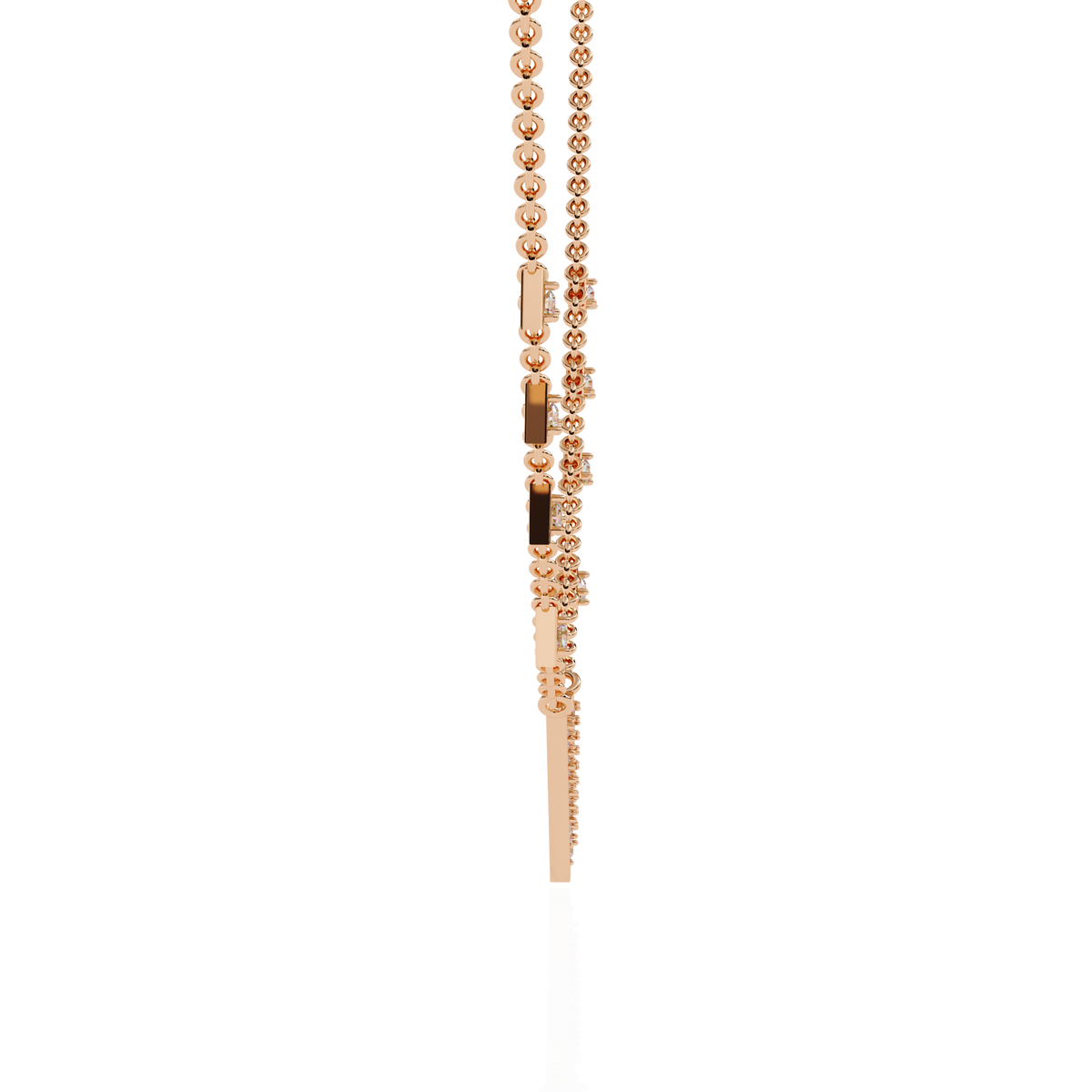 14k Solid rose Gold Triangle Shape Round Cut Natural & Lab Grown Both Diamond  Delicate  Graduation Necklace Daily Wear - HIGHCARAT DIAMONDS