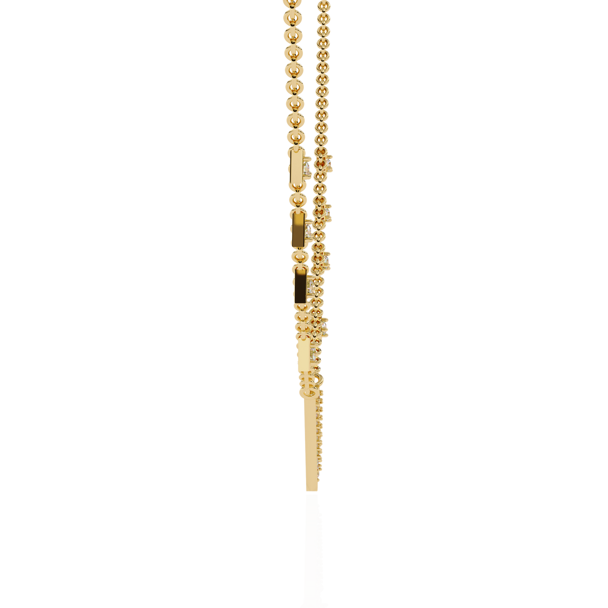 14k Solid rose Gold Triangle Shape Round Cut Natural & Lab Grown Both Diamond  Delicate  Graduation Necklace Daily Wear - HIGHCARAT DIAMONDS