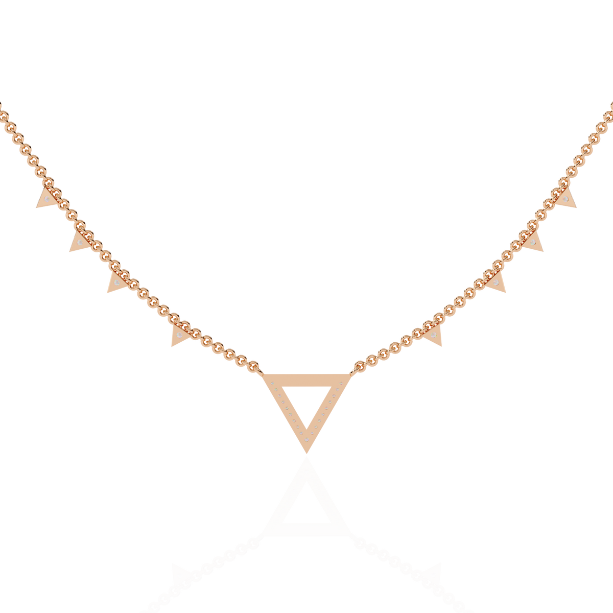14k Solid rose Gold Triangle Shape Round Cut Natural & Lab Grown Both Diamond  Delicate  Graduation Necklace Daily Wear - HIGHCARAT DIAMONDS
