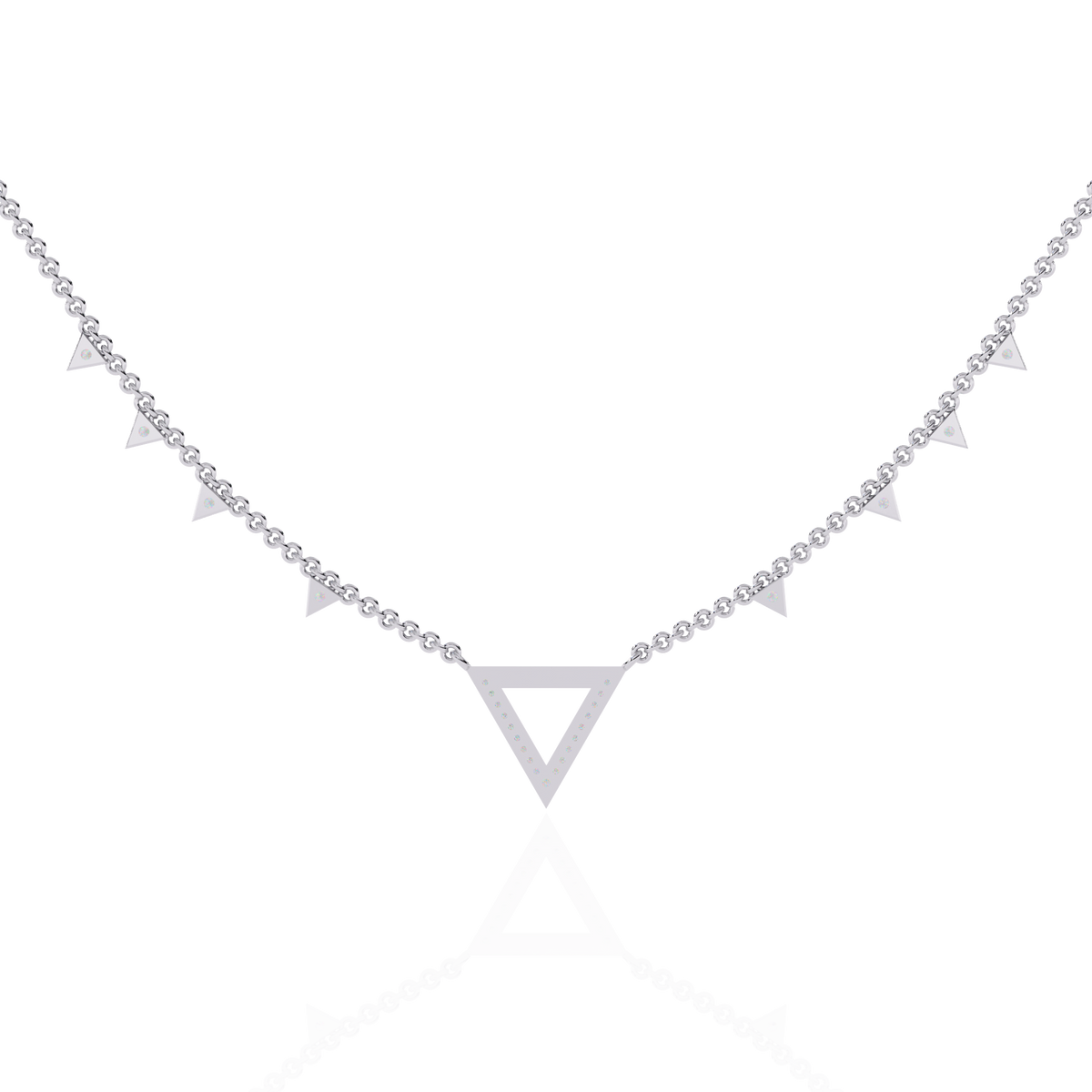 14k Solid rose Gold Triangle Shape Round Cut Natural & Lab Grown Both Diamond  Delicate  Graduation Necklace Daily Wear - HIGHCARAT DIAMONDS